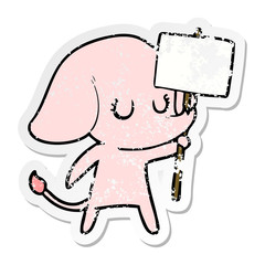 distressed sticker of a cute cartoon elephant