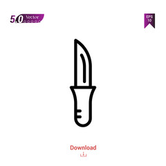 Outline knife icon isolated on white background. Popular icons for 2019 year. Line pictogram. Graphic design, mobile application, logo, user interface. EPS 10 format vector