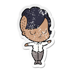 distressed sticker of a cartoon woman