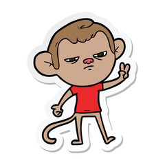 Obraz premium sticker of a cartoon annoyed monkey