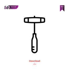 Outline hammer  icon isolated on white background. Popular icons for 2019 year. Line pictogram. Graphic design, mobile application, logo, user interface. EPS 10 format vector