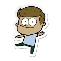 sticker of a cartoon happy man