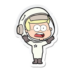 sticker of a cartoon surprised astronaut