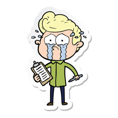 sticker of a cartoon crying man