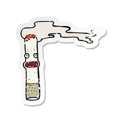 retro distressed sticker of a cartoon cigarette