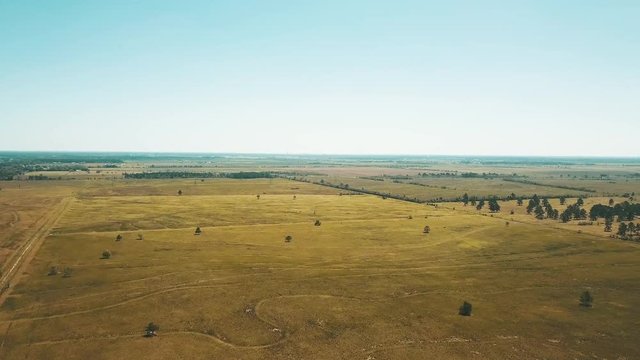 Wide aerial, view of the plains in Texas