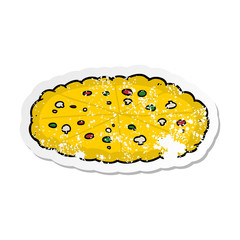 distressed sticker of a cartoon pizza