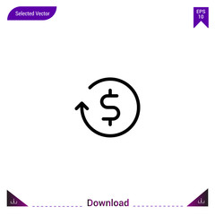 Outline dollar-symbol icon isolated on white background. Line pictogram. mobile application, logo, user interface. Editable stroke. EPS10 format vector