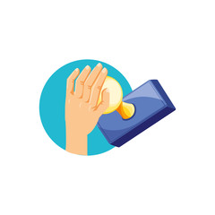 Fototapeta premium hand with rubber stamp handle