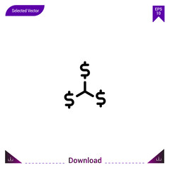 Outline dollar-symbol icon isolated on white background. Line pictogram. mobile application, logo, user interface. Editable stroke. EPS10 format vector