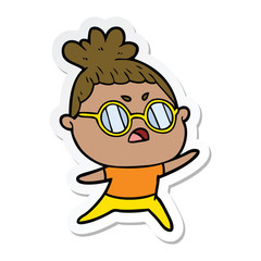 sticker of a cartoon annoyed woman
