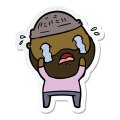 Obraz premium sticker of a cartoon bearded man crying