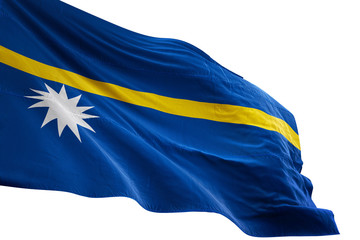 Nauru flag waving isolated white background 3D illustration
