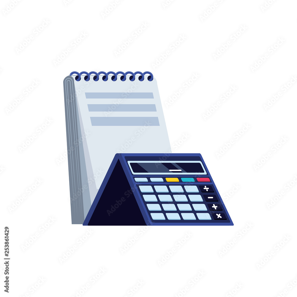 Poster calculator math finance with notepad