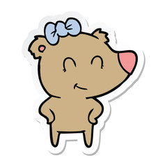 sticker of a female bear cartoon