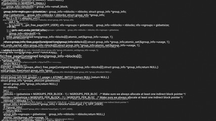 Fototapeta premium B&W screen coding hacker concept animation with glitch. Programming code typing error. Big data and Internet cyber attack. Programming code abstract. Blockchain concept, computer digital code
