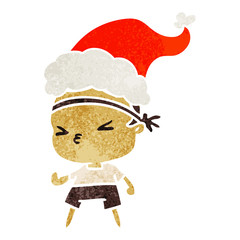 christmas retro cartoon of kawaii boy