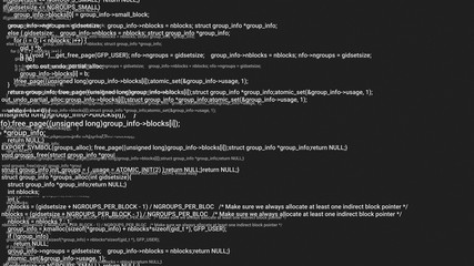 B&W screen coding hacker concept animation with glitch. Programming code typing error. Big data and Internet cyber attack. Programming code abstract. Blockchain concept, computer digital code