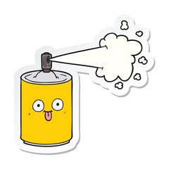 sticker of a cartoon aerosol spray can