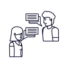 young couple with speech bubble