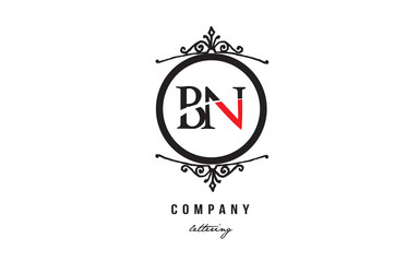 Fototapeta na wymiar BN B N red white black decorative monogram alphabet letter logo combination icon design