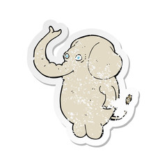 retro distressed sticker of a cartoon funny elephant