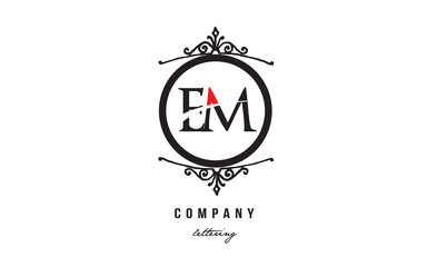 Fototapeta na wymiar EM E M red white black decorative monogram alphabet letter logo combination icon design
