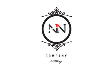 Fototapeta na wymiar NN N N red white black decorative monogram alphabet letter logo combination icon design