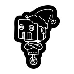 cartoon icon of a robot wearing santa hat