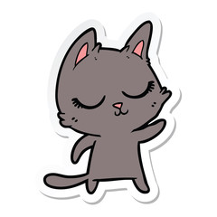 sticker of a calm cartoon cat