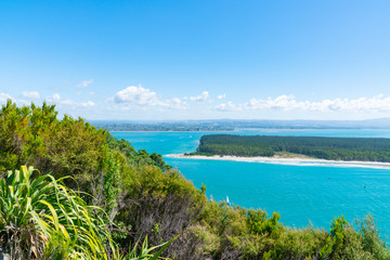 View from Mount Maunganui along scenic Matakana Island