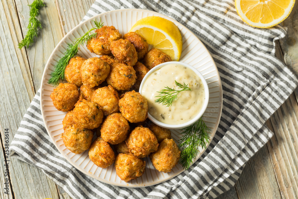 Canvas Prints homemade seafood mini crab cake balls