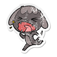 distressed sticker of a cute cartoon dog barking