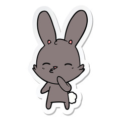 sticker of a curious bunny cartoon