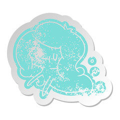 distressed old sticker of a kawaii cute ghost