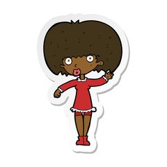 sticker of a cartoon waving girl