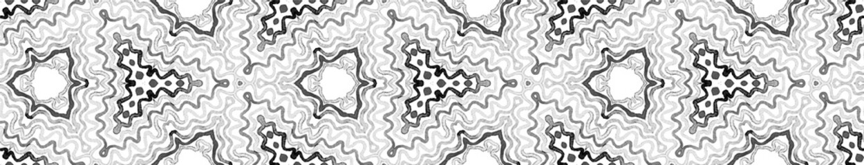 Black and white Seamless Border Scroll. Geometric 