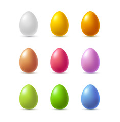 Eggs with shadow isolated on white background. Vector product template for Easter design.