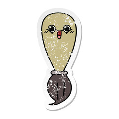 distressed sticker of a cute cartoon paint brush