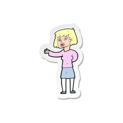 sticker of a cartoon woman explaining