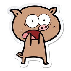 sticker of a cartoon pig shouting
