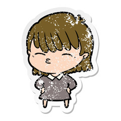 distressed sticker of a cartoon woman