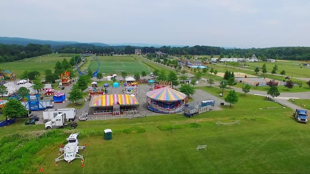 Carnival in rural New Jersey, aerial