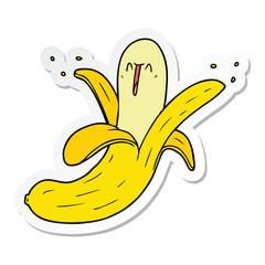 sticker of a cartoon crazy happy banana