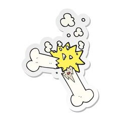 sticker of a cartoon broken bone