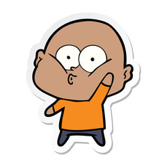 sticker of a cartoon bald man staring