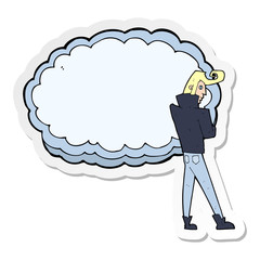sticker of a cartoon rocker with cloud