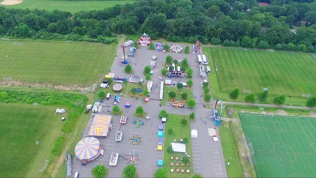 Aerial, carnival in rural New Jersey