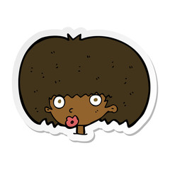 sticker of a cartoon surprised woman