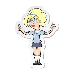 Fototapeta premium sticker of a cartoon woman with idea